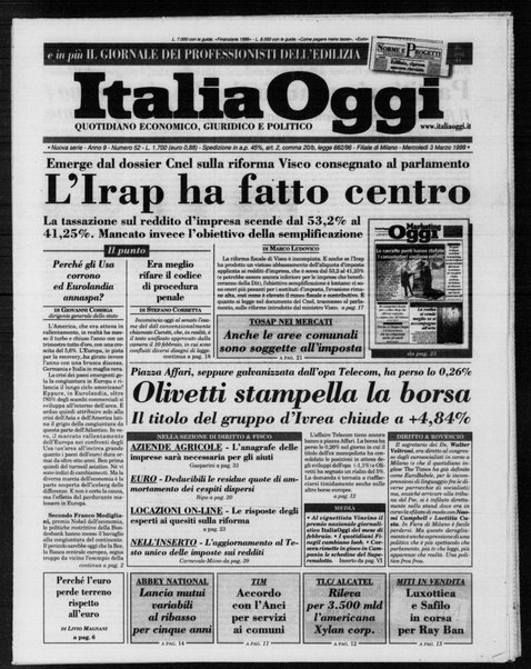 Italia oggi : quotidiano di economia finanza e politica